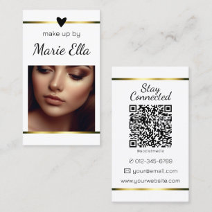 QR Code Elegant Modern Gold Heart Photo Template  Business Card