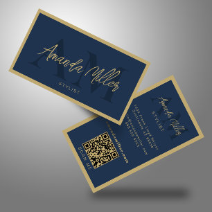 QR Code Elegant Modern Monogram Initials Business Card