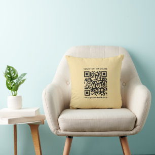 QR Code Elegant Modern Template Gold Color Square Cushion