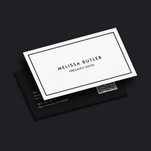 QR Code Elegant Professional Black And White Business Card