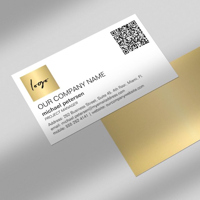 QR code elegant professional gold custom logo  Business Card (Creator Uploaded)