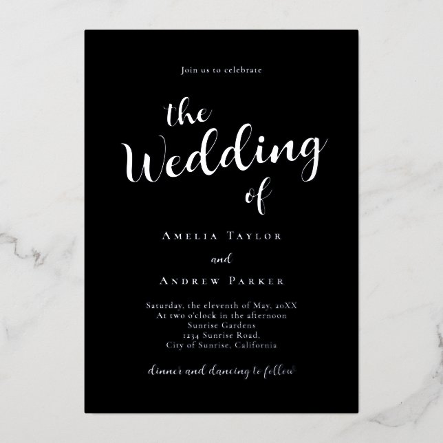 QR Code Elegant Script Calligraphy Simple Wedding (Front)