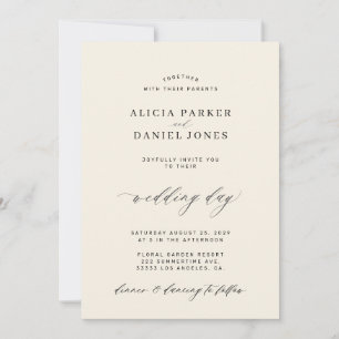 QR CODE elegant simple black and ivory wedding Invitation