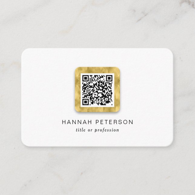 QR code elegant simple modern gold trendy stylish  Business Card (Front)