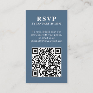 QR Code elegant simple photo online blue RSVP  Enclosure Card