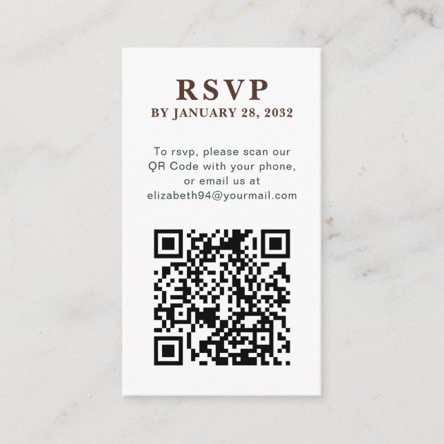 QR Code elegant simple photo online RSVP Enclosure Card (Front)