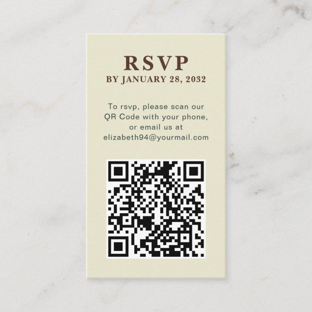 QR Code elegant simple photo online RSVP Enclosure Card (Front)