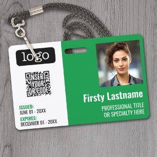 QR Code, Employee Photo, Logo, Name, Expiration ID Badge
