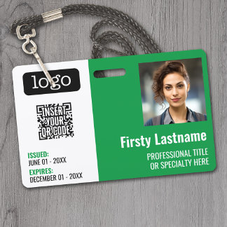 QR Code, Employee Photo, Logo, Name, Expiration ID Badge