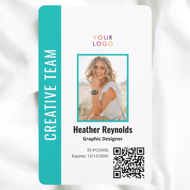 QR Code Employee Photo Turquoise Badge ID Badge (Creator Uploaded)