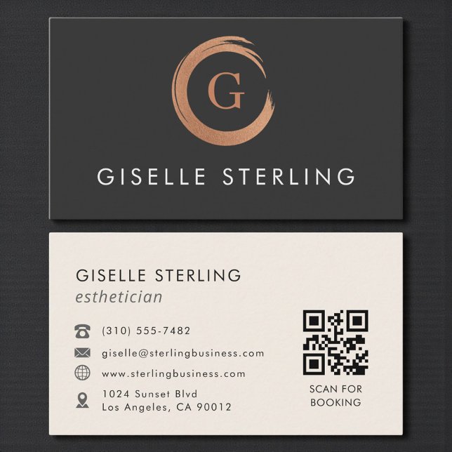 QR Code Esthetician Modern Minimalist Business Card (Creator Uploaded)