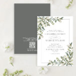 QR Code Eucalyptus Botanical Sage Green Wedding Invitation<br><div class="desc">Create the perfect modern wedding invitation with this elegant eucalyptus botanical watercolor floral design featuring sage green type, and elegant script calligraphy. Save the cost on enclosue stationary with our QR Code included on the back of the invitation for RSVP and Wedding details. Contact designer for matching products. See full...</div>