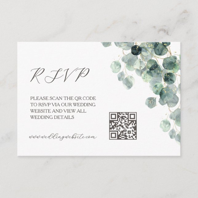 QR Code |  Eucalyptus Leave Enclosure Card (Front)