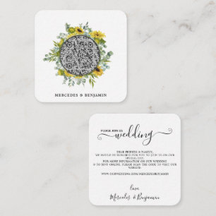 QR Code Eucalyptus Sunflower Wedding Invitation