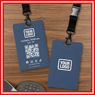 QR Code Event Badge Digital Navy Budget ID Card