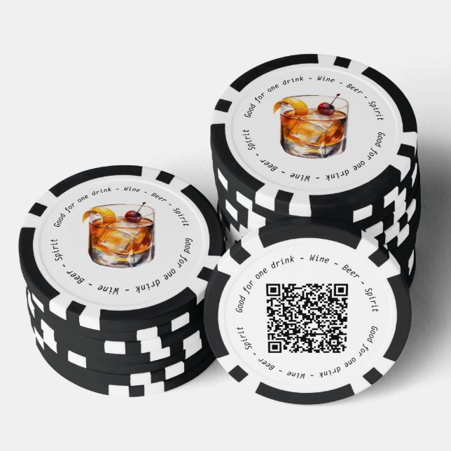QR Code Event Cocktail Drink Voucher Poker Chips (Stack)