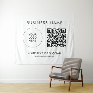 QR Code Event Seminar Party Logo Text Custom Tapestry