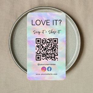 Qr Code Facebook Instagram Iridescent Opal Stylish Business Card