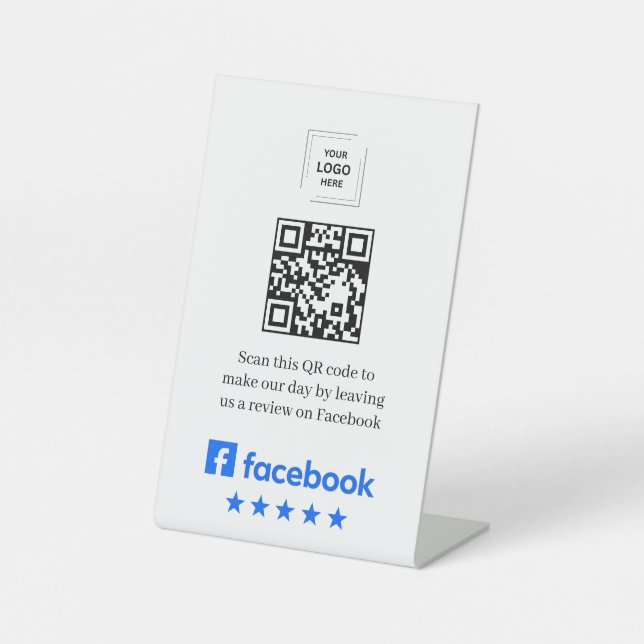 QR Code Facebook Review Pedestal Display Style Sig Sign (Front)