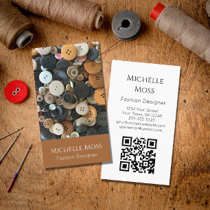 QR code Fashion Designer Sewing Buttons  Business Card