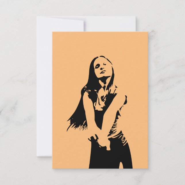 Qr Code Fashionable Black Dancing Girl Silhouette Card (Front)