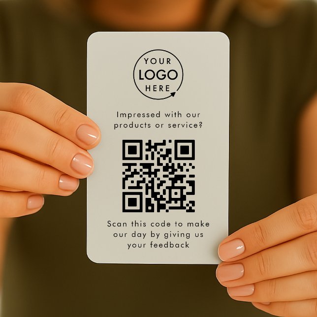 QR Code Feedback Professional Customer Rating Grey Business Card (Creator Uploaded)