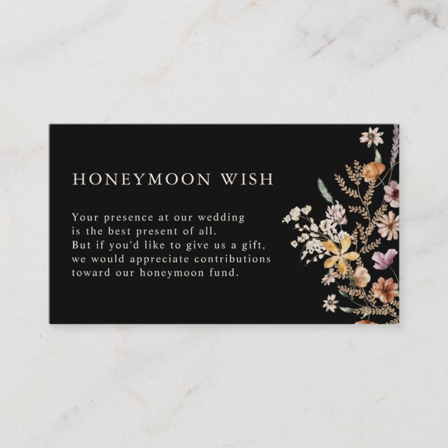 QR Code Floral Honeymoon Wish Enclosure Card (Front)