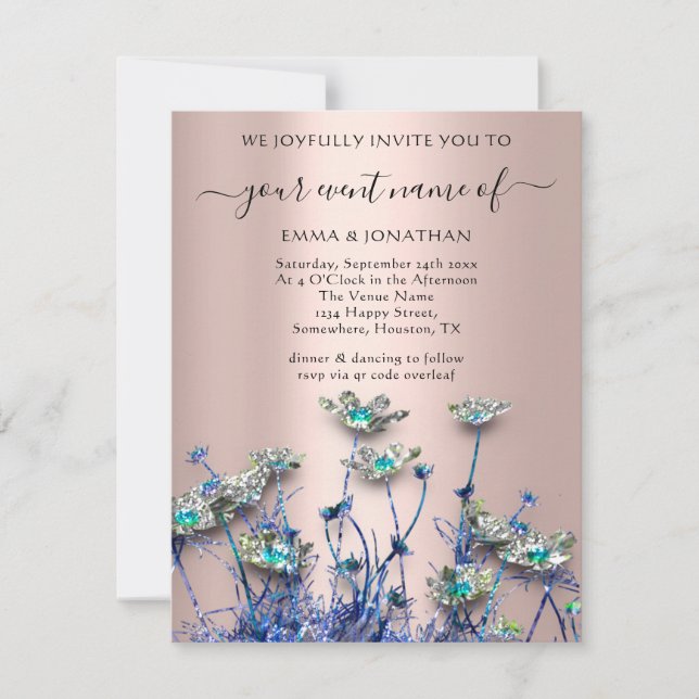  QR CODE Floral Meadow Wildflower Blue Rose (Front)