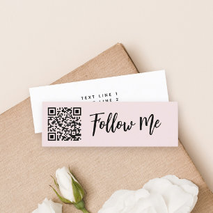 QR code Follow Me Professional Business Blush Mini Business Card