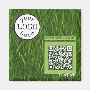 QR Code for Business Green Grass Magnet