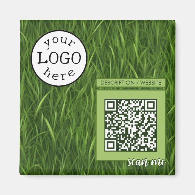 QR Code for Business Green Grass Magnet (Front)