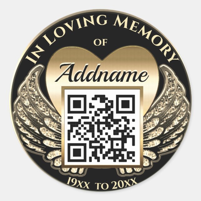 QR Code for Memorial Websites, Funerals, Obits... Classic Round Sticker (Front)
