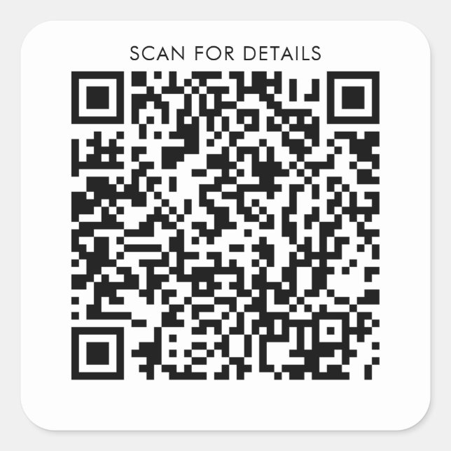 QR Code For Personal or Business Square Sticker (Front)