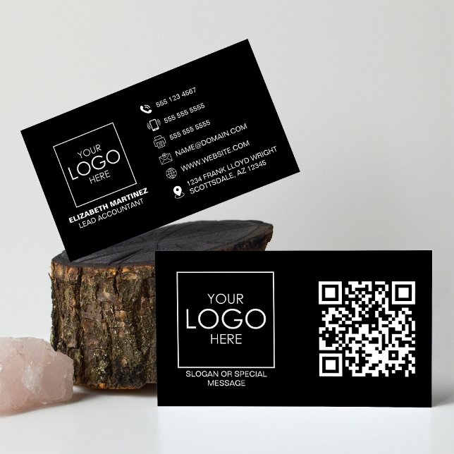 QR Code Front and Back Business Logo Professional Business Card (Creator Uploaded)