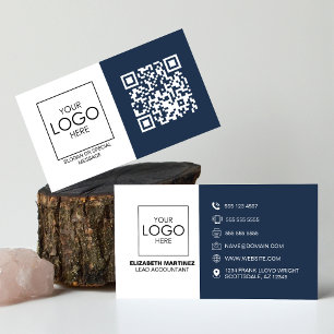 QR Code Front and Back Business Logo Professional Business Card