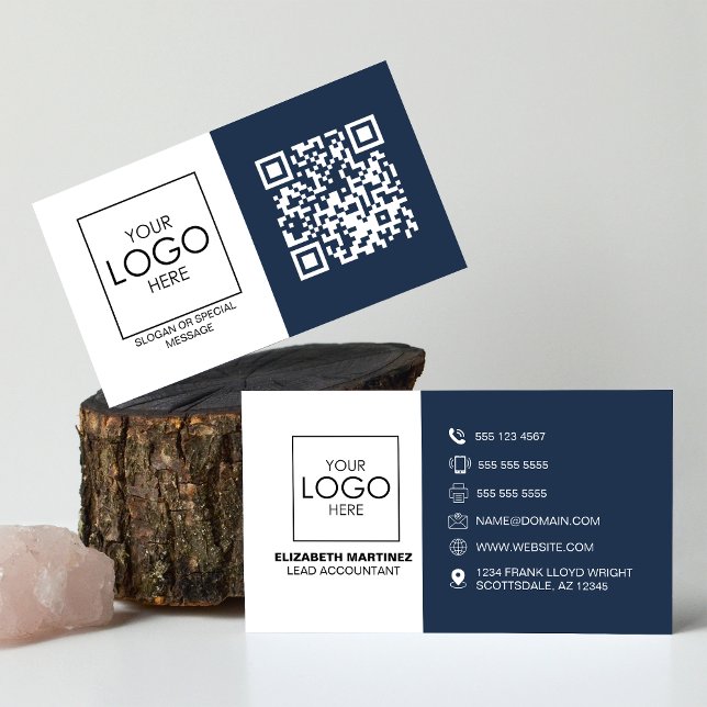 QR Code Front and Back Business Logo Professional Business Card (Creator Uploaded)