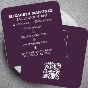 QR Code Front and Back Business Logo Professional Square Business Card