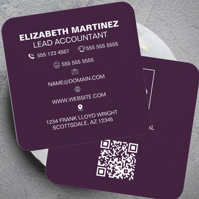 QR Code Front and Back Business Logo Professional Square Business Card (Creator Uploaded)