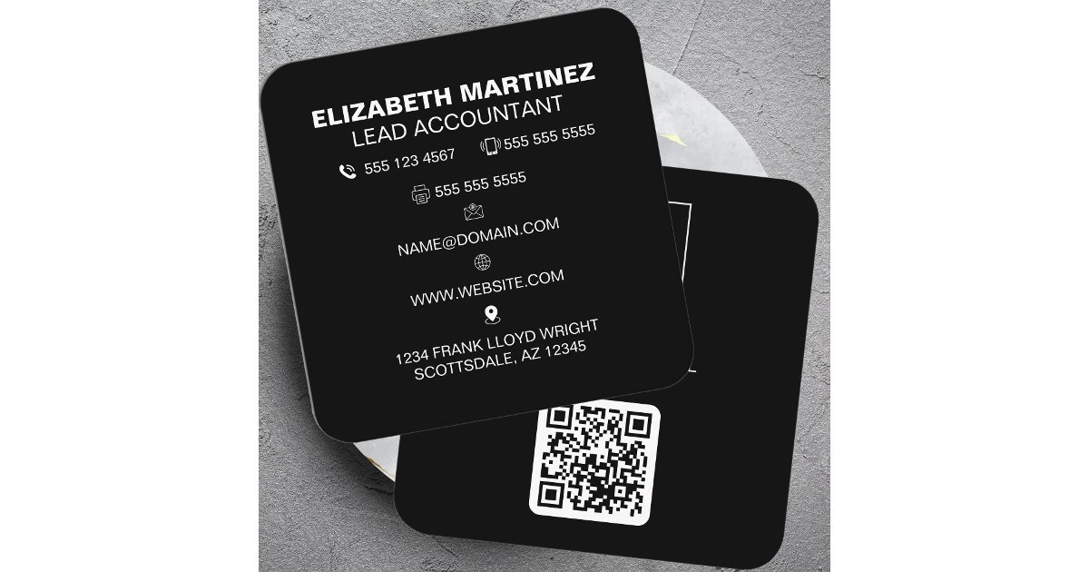 QR Code Front and Back Business Logo Professional Square Business Card ...