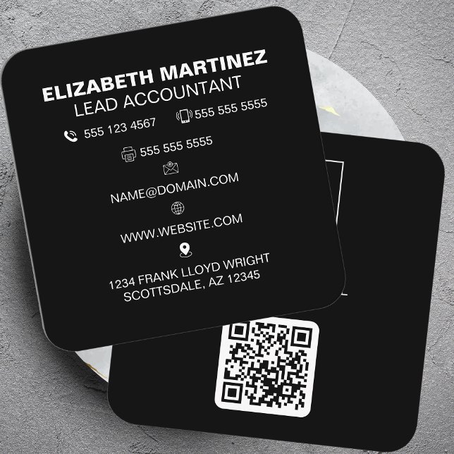 QR Code Front and Back Business Logo Professional Square Business Card (Creator Uploaded)