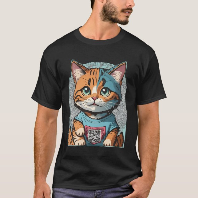 QR code funny cat T-Shirt (Front)