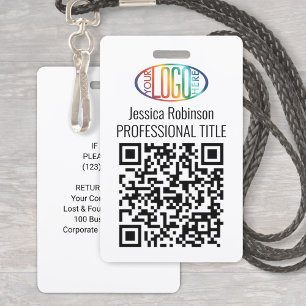 QR Code Generator and Your Logo, Name and Title ID ID Badge