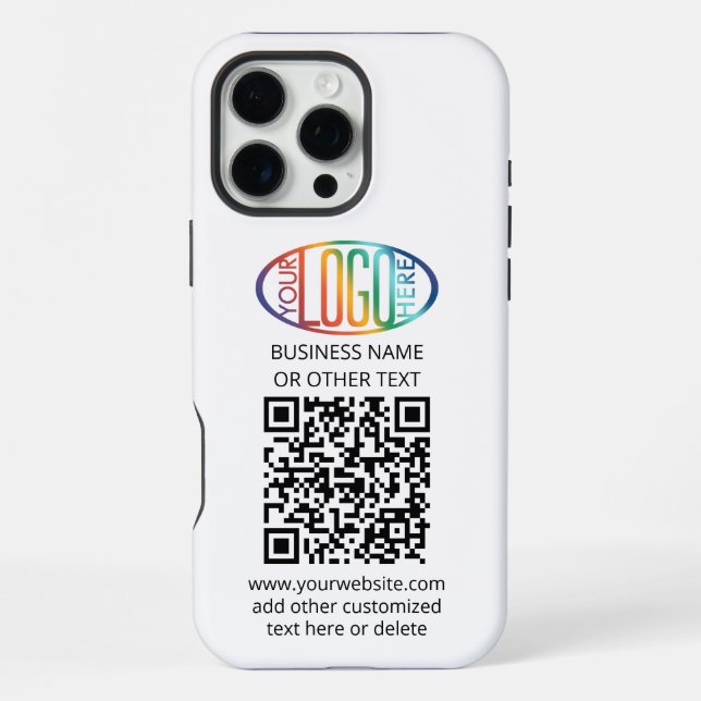 QR Code Generator & Business Logo Modern Minimal iPhone Case (Back)