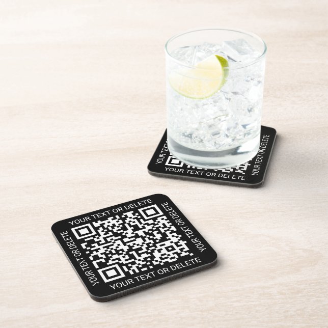 QR Code Generator Business Promotional Black Coaster (Right Side)