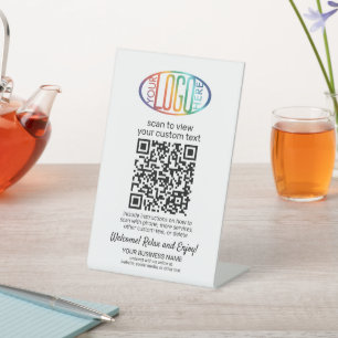 QR Code Generator & Logo Modern Contactless White Pedestal Sign