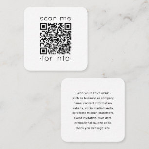 QR Code Generator Modern Minimalist White Scan Me Square Business Card