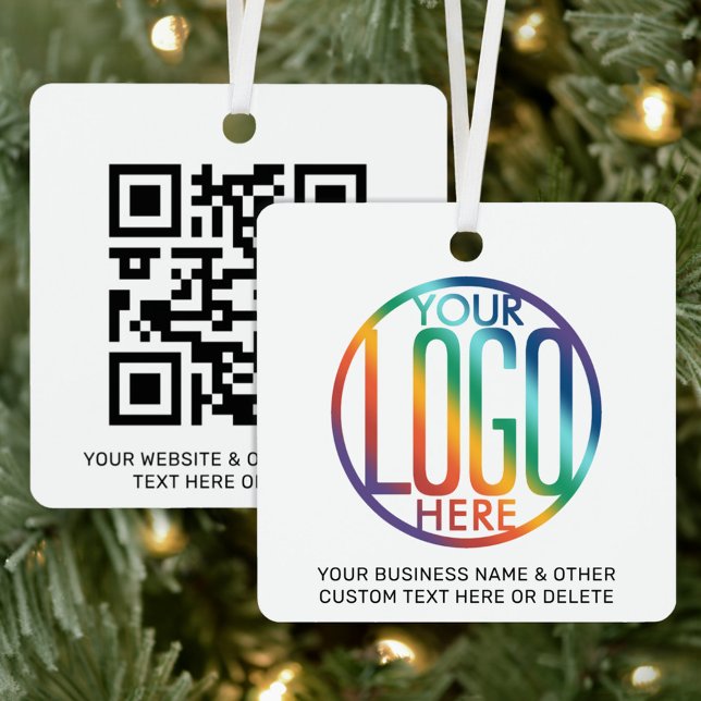 QR Code Generator & Your Business Logo 2 Sided Metal Tree Decoration (Creator Uploaded)