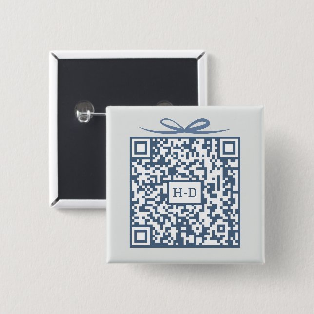 QR Code Gift Box with Initials Registry Cash Fund 15 Cm Square Badge (Front & Back)