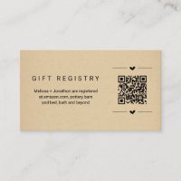 QR Code Gift Registry Card Insert
