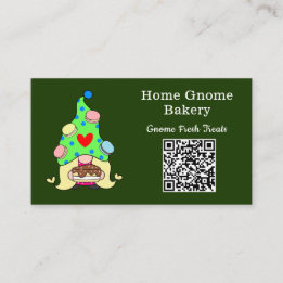 QR Code Gnome Hometown Bakery Dark Green Business Card